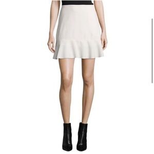 See By Chloe Graphic Crepe Ruffle Hem Skirt Off White Preppy Academia Sz 40